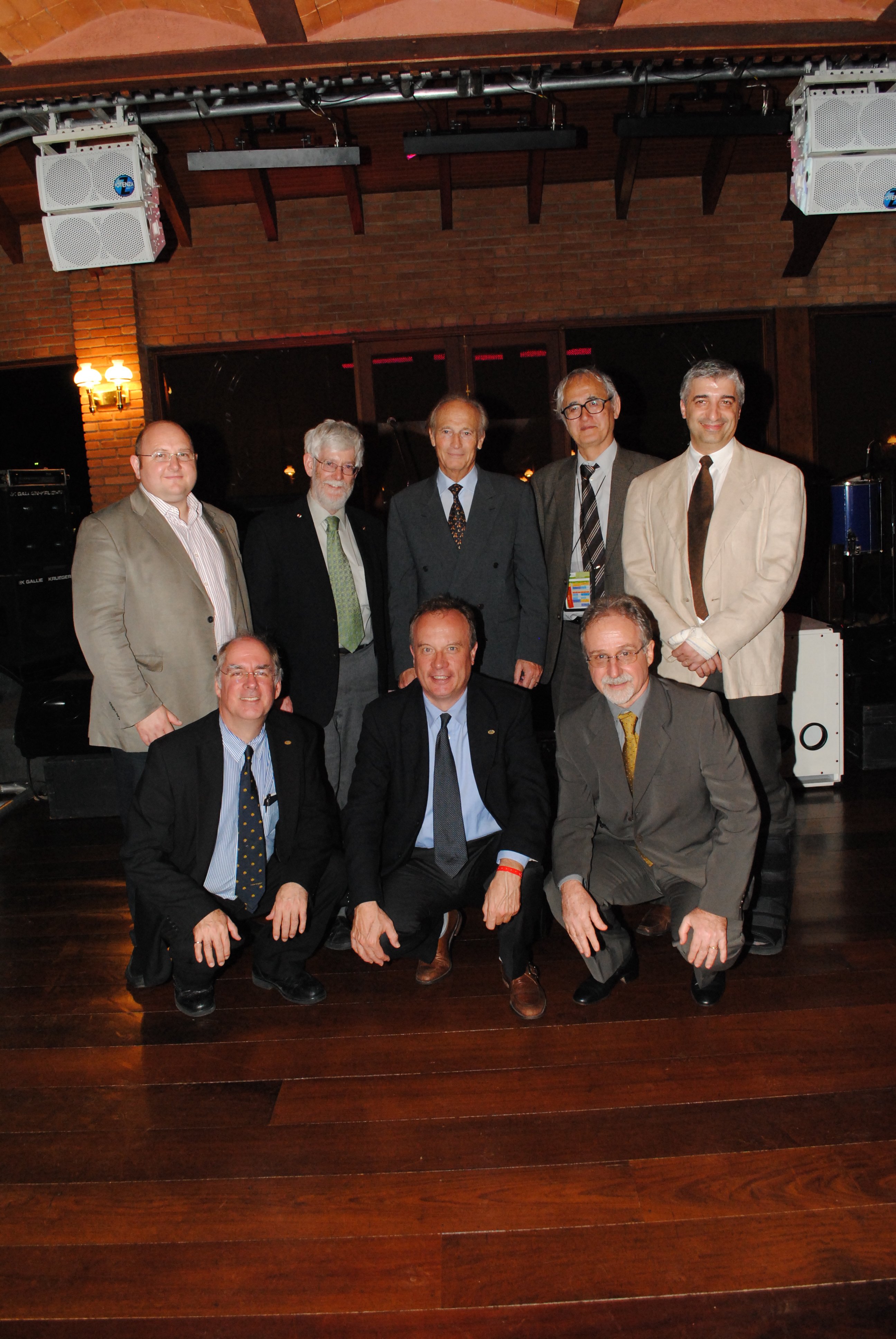 (13) Standing, R. Jones, R.K. Rowe,  J.P. Giroud, F. Tatsuoka, J. Zornberg. Front row, R.J. Bathurst, D. Cazzuffi, M. Erlich, Guaruja, Brazil